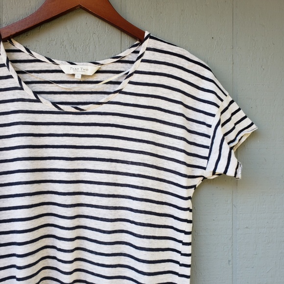 Part Two Tops - Part Two 100% Linen Crew Drop Shoulder Small